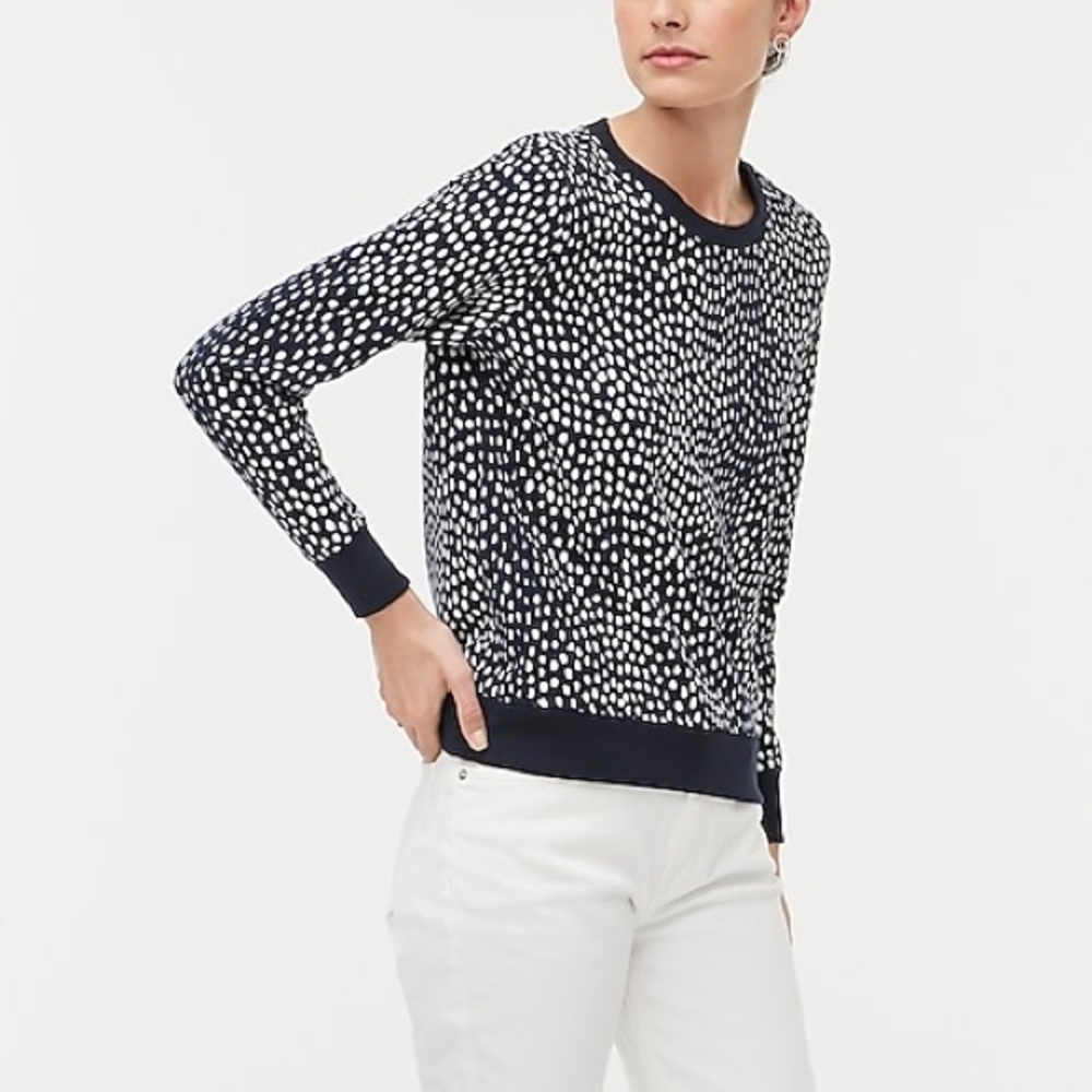 J. Crew Polk Dots Printed Crewneck sweatshirt - Picture 2 of 7
